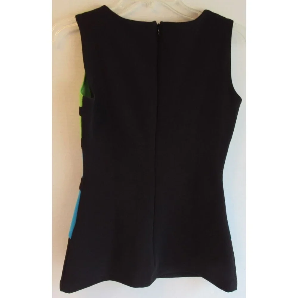 A List by Wrapper Blue/Blk/Green Y2K Sleeveless Color Block Pant Suit Size 5 5/6 - Picture 2 of 8